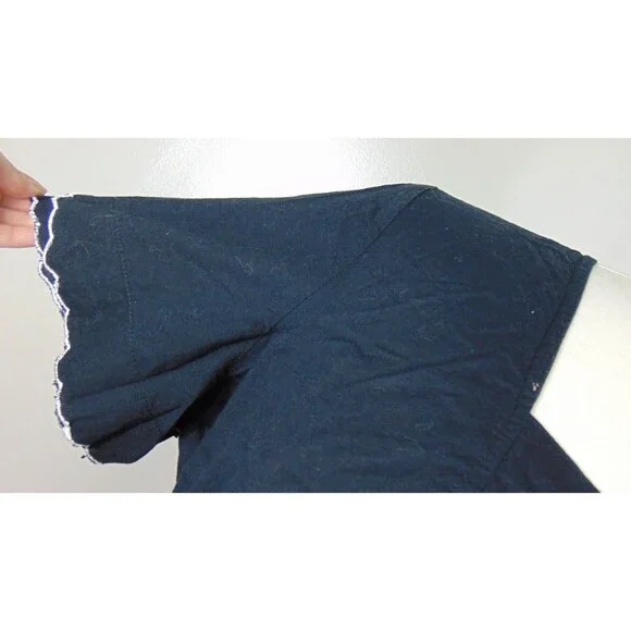 Chelsea Studio Black Embroidered Top Belt Women's Medium Babydoll Boho - Picture 4 of 10